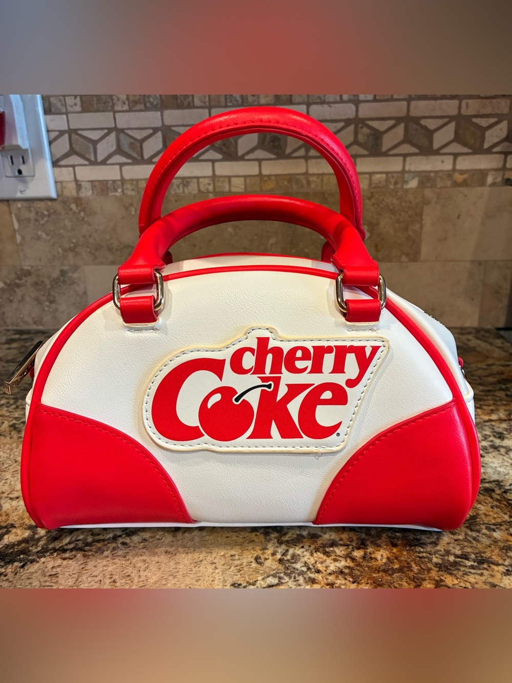 SkinnyDip Cherry Coke Mini Bowling Bag Red White Crossbody Handbag